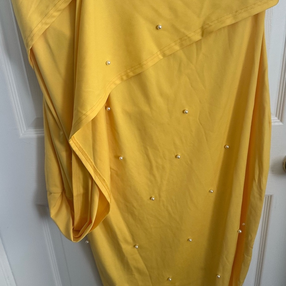 Yellow Dress with Pearl Accents